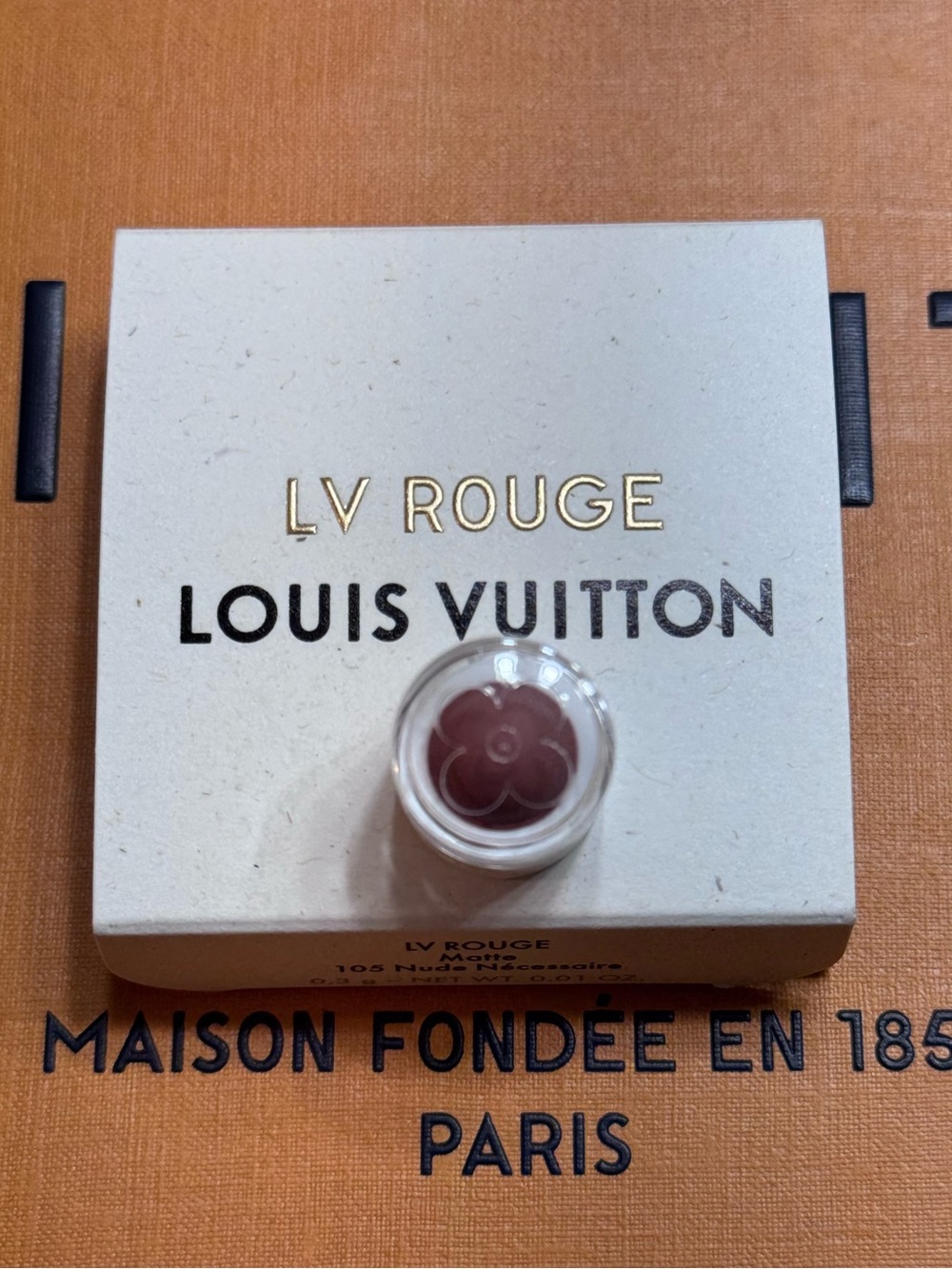 Louis Vuitton LV Rouge lipstick sample. 105 Nude Nécessaire matte